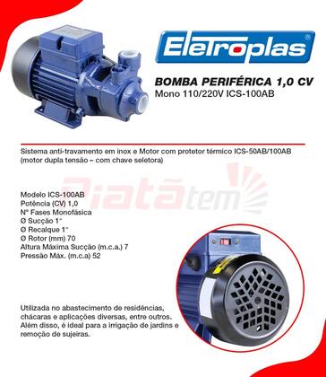 Imagem de Motobomba Periférica 1hp Bivolt - Ics-100ab - Eletroplas