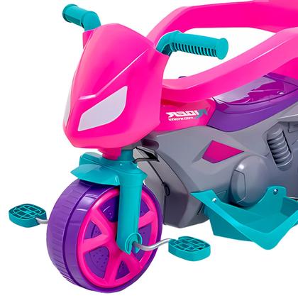 Imagem de Motoca Triciclo Para Bebe Rider Rosa Spider Com Pedal E Suporte Para Os Pés
