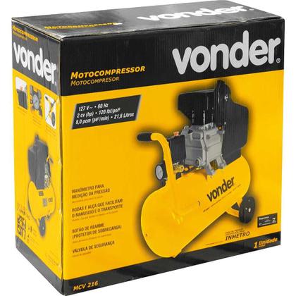 Imagem de Motocompressor De Ar 8,0 Pcm 21,6 Litros 127V Mcv 216 Vonder