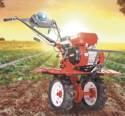 Imagem de Motocultivador Kawashima MCG-780A À Gasolina 4 Tempos 212cc 7HP Tratorito Tipo Tobata Profissional C/ 24 Lâminas Cultivadoras Para Remexer e Afofar Solo e Areia + Rodas de Transporte + Lanterna de LED