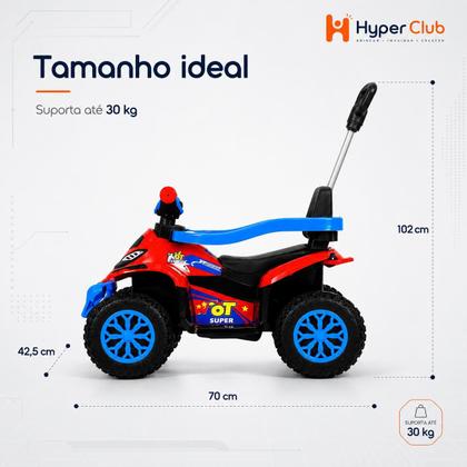 Imagem de Motoquinha Motorizada 6v Com Empurrador Infantil Quadriciclo Motoca Elétrico Guia Passeio 30kg