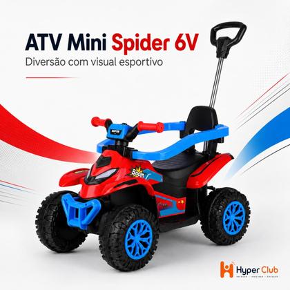 Imagem de Motoquinha Motorizada 6v Com Empurrador Infantil Quadriciclo Motoca Elétrico Guia Passeio 30kg