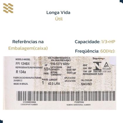 Imagem de Motor Compressor Embraco 1/3 + Ffi12Hbx R134A - 220V