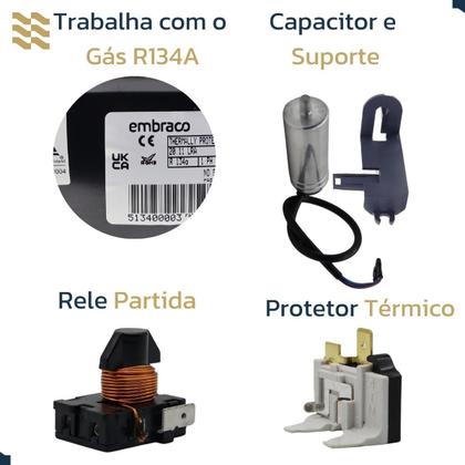 Imagem de Motor Compressor Embraco 1/3Hp Emr100Hlc - 127V