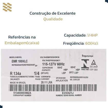 Imagem de Motor Compressor Embraco 1/3Hp Emr100Hlc - 127V