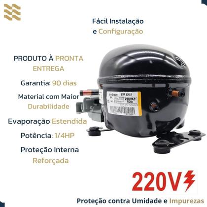 Imagem de Motor Compressor Embraco 1/4 Em2U 80Hlp R134A - 220V