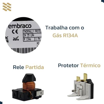 Imagem de Motor Compressor Embraco 1/4 Em2U 80Hlp R134A - 220V