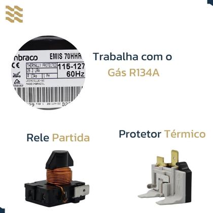 Imagem de Motor Compressor Embraco 1/5 Emi70 Her 127V 220V R134 - 127V