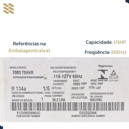 Imagem de Motor Compressor Embraco 1/5 Emi70 Her 127V 220V R134 - 127V