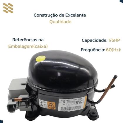 Imagem de Motor Compressor Embraco Em2P70Clp R600A 1/5 - 220V