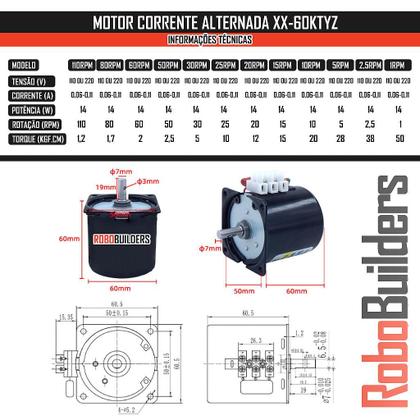 Imagem de Motor de Alto Torque AC 110V XX-60KTYZ Síncrono com Variação de RPM