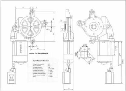 Imagem de Motor De Vidro Elétrico Universal Modelo Mabuchi 12v 8 Dentes LADO DIREITO