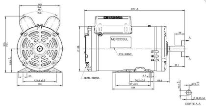 Imagem de Motor Eberle Monofásico 5Cv Alta Rotação Para Serra Circular