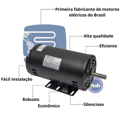 Imagem de Motor Elétrico Trifásico 3Cv 4 Pólos Baixa Rotação 220/380V