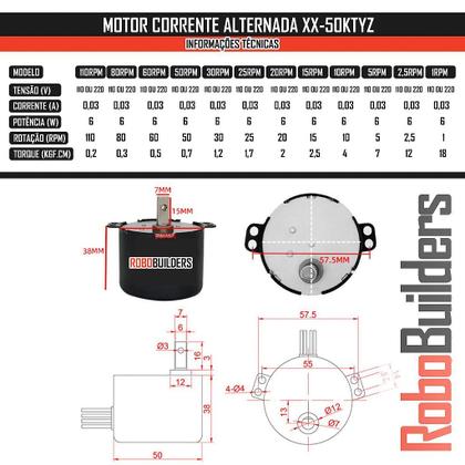 Imagem de Motor Síncrono de Alto Torque AC 110V XX-50KTYZ com Escolha de RPM