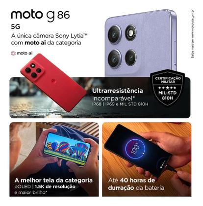 Imagem de Motorola Moto G86 5g 512gb 8gb Ram 24gb Ram Boost Azul DARK