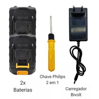 Imagem de Motosserra a bateria 21V sabre de 4" com 2 baterias - BOM-9101 (110V/220V)