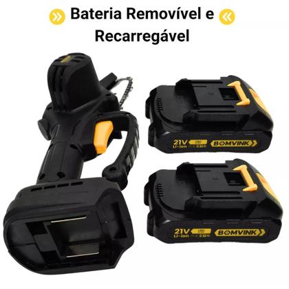 Imagem de Motosserra a bateria 21V sabre de 4" com 2 baterias - BOM-9101 (110V/220V)