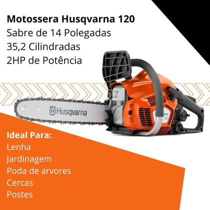 Imagem de Motosserra à Gasolina Husqvarna Modelo 120 Sabre 14 Polegadas Potencia de 2hp 35 Cilindradas