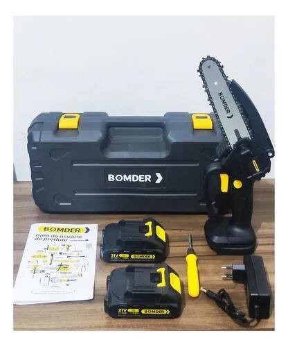Imagem de Motosserra Elétrica Portátil 6 Pol Duas Baterias 1500w Mini Cor PretoAmarelo