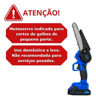 Imagem de Motosserra Portátil Elétrica 6 Polegada 2 Bateria 1200w Mini Azul 127 220v Exbom MQL MS6500