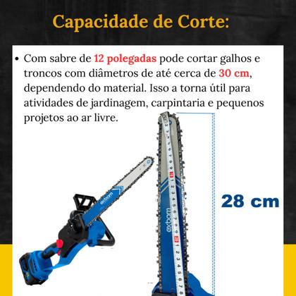 Imagem de Motosserra Profissional 12 Bivolt 48v 1200w Recarregável
