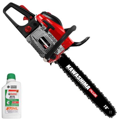 Imagem de Motosserra Profissional À Gasolina KCS500P PLUS Kawashima 49,3cc Motor 2T de Alta Potência, Rotação e Performance Com Sabre 18 Polegadas Com Carcaça de Magnésio + ÓLEO STIHL 2T EXTRA