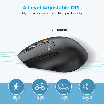 Imagem de Mouse Bluetooth ergonômico iClever MD360 com mouse Jiggler