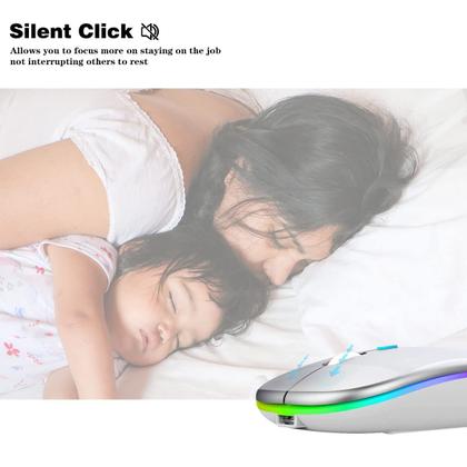 Imagem de Mouse Bluetooth WREANU recarregável com luzes LED para laptop