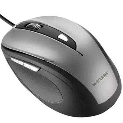 Imagem de Mouse Com Fio COMFORT Conexão USB 1600dpi Ajustavel e Cabo de 130cm 6 BOTÕES TEXTURA EMBORRACHADA CINZA MO242 MULTILASER 