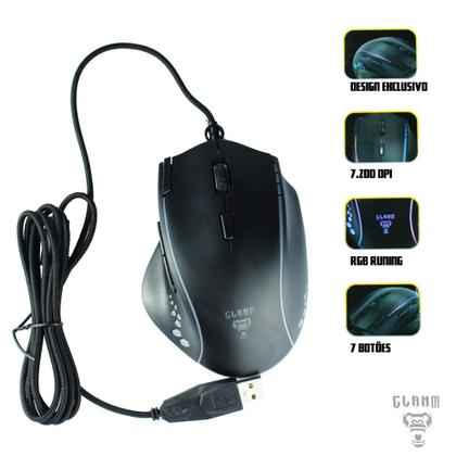 Imagem de Mouse com Fio Mount Cl-mm386 Preto/led/7200dpi/cabo Trançado