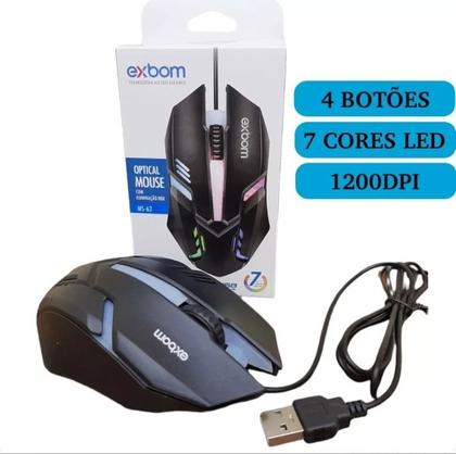 Imagem de Mouse Exbom Gamer Ms-62 Led 7 Cores
