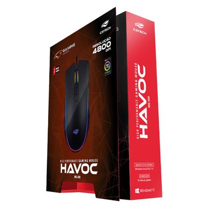 Imagem de Mouse Game USB MG300BK 4800Dpi LED RGB Macro e Software Havoc C3Tech