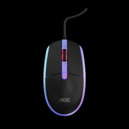 Imagem de Mouse Gamer Aoc Usb Rgb Rainbow 2000Dpi 4 Botões Gm150B