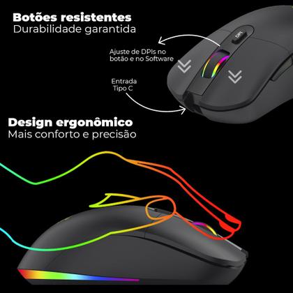 Imagem de Mouse Gamer Dual USB Wireless 10000DPI Full RGB Com Software