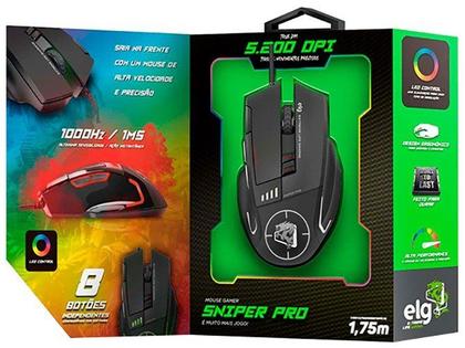 Imagem de Mouse Gamer ELG Óptico 5200DPI 8 Botões