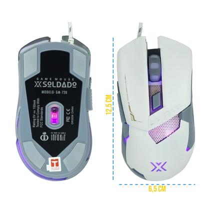 Imagem de Mouse Gamer Ergonômico Branco com Cabo White LED Pro Jogos