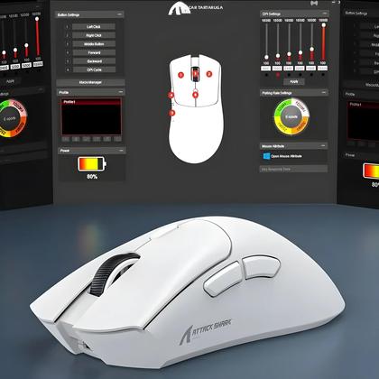 Imagem de Mouse Gamer Ergonomico Sem Fio/Com Fio Attack Shark R1 Com DPI Ajustável De 18000dpi Para PC, Laptop