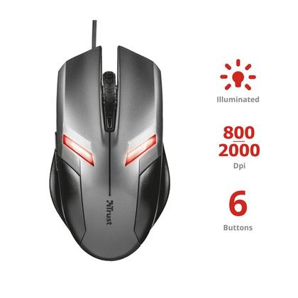 Imagem de Mouse Gamer Gtx Trust Ziva 21512 2000dpi fortnite lol pubg