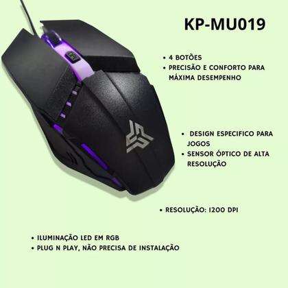 Imagem de Mouse Gamer Knup Anubis 1200dpi Optical Led Rgb Com Fio USB