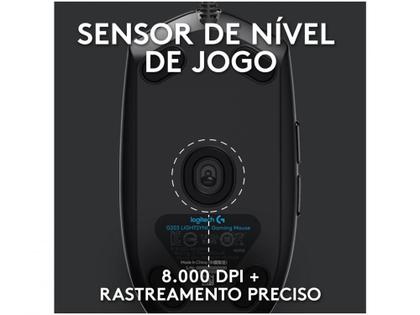 Imagem de Mouse Gamer Lightsync RGB Logitech Óptico 8000DPI - 6 Botões G203 Preto