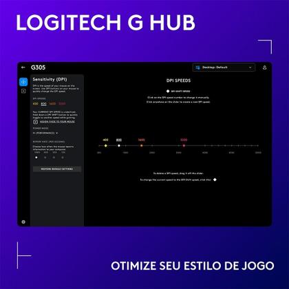 Imagem de Mouse Gamer Logitech G203 LIGHTSYNC RGB, Efeito de Ondas de Cores, 6 Botões Programáveis e Até 8.000 DPI, Branco - 910-005794