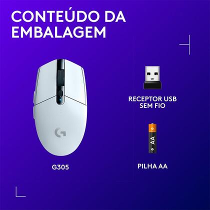 Imagem de Mouse Gamer Logitech G203 LIGHTSYNC RGB, Efeito de Ondas de Cores, 6 Botões Programáveis e Até 8.000 DPI, Branco - 910-005794