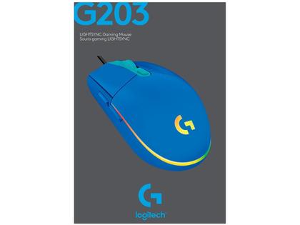 Imagem de Mouse Gamer Logitech G203 RGB Lightsync - 8000dpi - 6 Botões - Azul - 910-005795