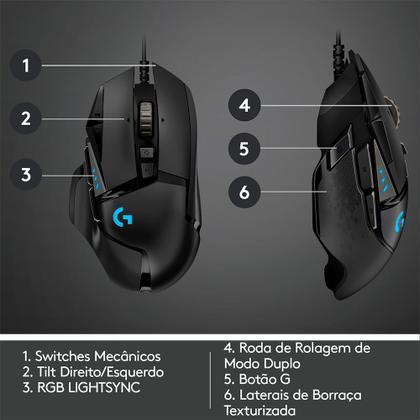 Imagem de Mouse Gamer Logitech G502 HERO com RGB LIGHTSYNC, Ajustes de Peso, 11 Botões Programáveis, Sensor HERO 25K - 910-005550