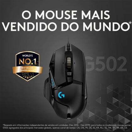 Imagem de Mouse Gamer Logitech G502 HERO com RGB LIGHTSYNC, Ajustes de Peso, 11 Botões Programáveis, Sensor HERO 25K - 910-005550