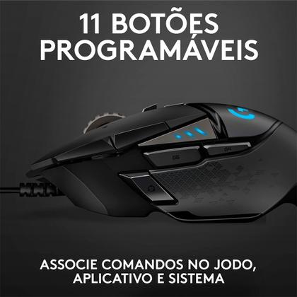 Imagem de Mouse Gamer Logitech G502 HERO com RGB LIGHTSYNC, Ajustes de Peso, 11 Botões Programáveis, Sensor HERO 25K - 910-005550