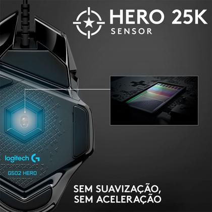 Imagem de Mouse Gamer Logitech G502 HERO com RGB LIGHTSYNC, Ajustes de Peso, 11 Botões Programáveis, Sensor HERO 25K - 910-005550