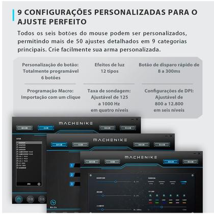 Imagem de Mouse Gamer Machenike M7 Pro, Com fio, 12800 DPI, 6 botões, Preto - JJ02GP006
