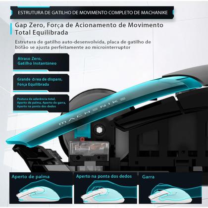 Imagem de Mouse Gamer Machenike M7 Pro, Com fio, 12800 DPI, 6 botões, Preto - MAC-M7PB-WW